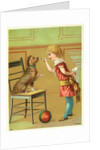 Trade Card of a Girl Training a Terrier Dog by Anonymous