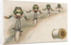 J & P Coats Trade Card of Frog Cyclists by Anonymous