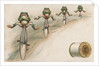 J & P Coats Trade Card of Frog Cyclists by Anonymous