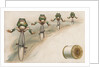 J & P Coats Trade Card of Frog Cyclists by Anonymous