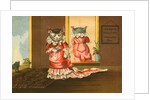 DeLand's Baking Powder Trade Card of a Cat in a Red Dress by Anonymous