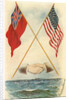 Postcard of Handshake and Flags Across the Ocean by Anonymous