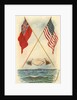 Postcard of Handshake and Flags Across the Ocean by Anonymous