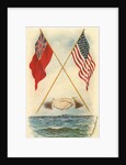 Postcard of Handshake and Flags Across the Ocean by Anonymous