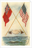 Postcard of Handshake and Flags Across the Ocean by Anonymous
