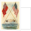 Postcard of Handshake and Flags Across the Ocean by Anonymous