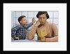 Disappointed Mother Reading Son's Report Card by Anonymous
