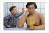 Disappointed Mother Reading Son's Report Card by Anonymous
