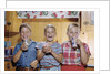Happy Children Enjoying Glass of Cold Milk by Anonymous