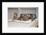 Family Sitting in Car Outside Garage by Anonymous