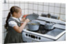 Girl Stirring Soup in Kitchen by Anonymous