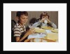 Children Drinking Milk at Dinner Table by Anonymous