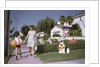 Mother and Son Walking by Christmas Decorations on Yards by Anonymous