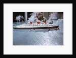 Boy Playing with Toy Ocean Liner by Anonymous