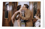 Husband and Wife Kissing Goodbye by Anonymous
