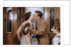 Husband and Wife Kissing Goodbye by Anonymous