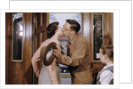 Husband and Wife Kissing Goodbye by Anonymous