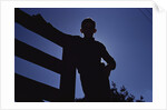 Silhouette of Boy Leaning Against Fence by Anonymous