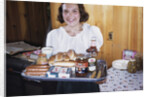 Girl Carrying Tray of Barbecue Items by Anonymous