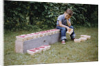 Bored Child Sitting with Raspberry Cartons by Anonymous