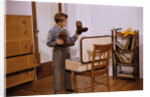 Boy Looking at Cowboy Boots by Anonymous