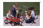 Boys Cleaning Their Bikes by Anonymous