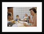 Mother and Daughter Conversing at Dinner Table by Anonymous