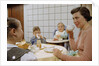 Mother and Daughter Conversing at Dinner Table by Anonymous