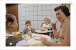 Mother and Daughter Conversing at Dinner Table by Anonymous
