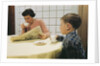 Boy Eating Cookies and Milk as Mom Reads by Anonymous