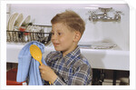 Boy Drying Serving Spoon by Anonymous