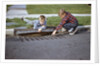 Boys Looking into Grate by Anonymous