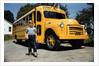 School Bus Dropping off Child at Home by Anonymous