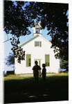 Boy and Girl Waiting near Schoolhouse by Anonymous