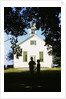 Boy and Girl Waiting near Schoolhouse by Anonymous