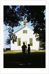 Boy and Girl Waiting near Schoolhouse by Anonymous