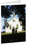 Boy and Girl Waiting near Schoolhouse by Anonymous