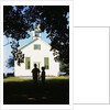 Boy and Girl Waiting near Schoolhouse by Anonymous
