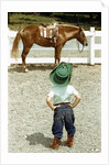 Young Cowboy Looking at Horse by Anonymous
