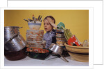 Boy Overwhelmed by Dirty Dishes by Anonymous