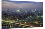 Manhattan Bridge and Skyline at Night by Anonymous