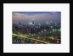 Manhattan Bridge and Skyline at Night by Anonymous