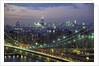 Manhattan Bridge and Skyline at Night by Anonymous