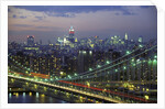 Manhattan Bridge and Skyline at Night by Anonymous