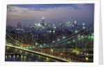 Manhattan Bridge and Skyline at Night by Anonymous