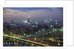 Manhattan Bridge and Skyline at Night by Anonymous