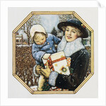 Illustration for the Book Best Baby, Depicting Mother and Child at Christmas by John Rae