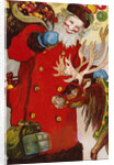 Postcard Depicting Santa Claus and a Reindeer by Anonymous