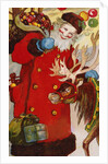 Postcard Depicting Santa Claus and a Reindeer by Anonymous
