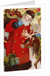 Postcard Depicting Santa Claus and a Reindeer by Anonymous
